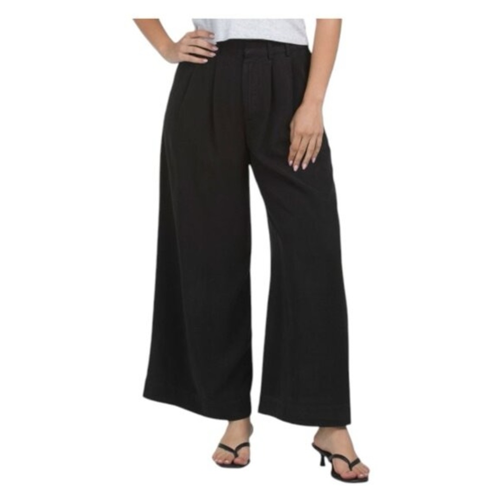 YFB Young Fabulous & Broke Calvin Cropped Black Wide-Leg Pants SZ.S